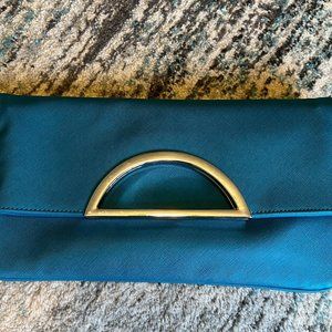 White House Black Market, Fold Over Convertible Clutch, Petrol Blue